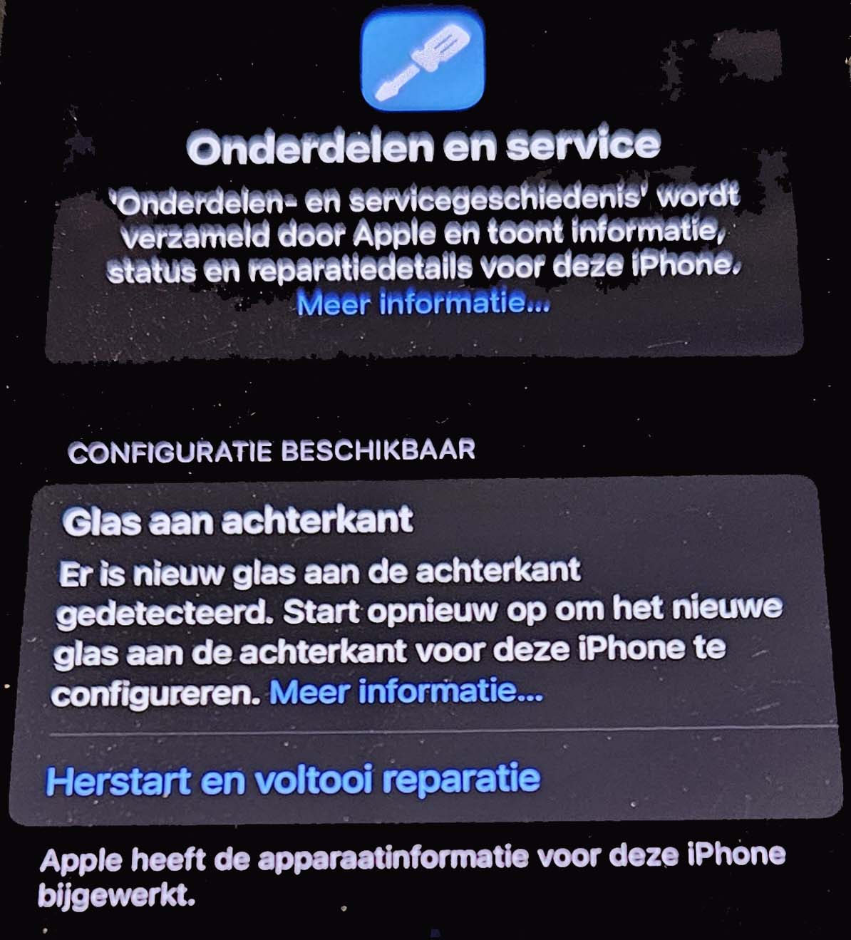 Melding iPhone achterkant