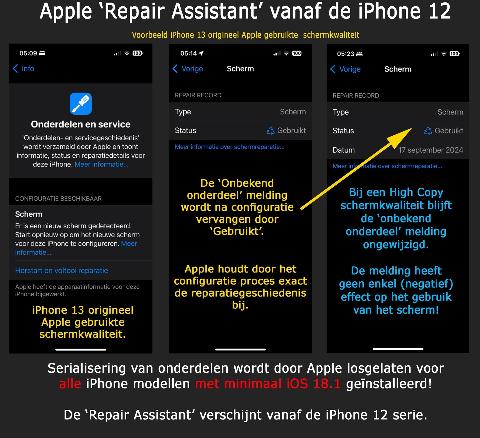 Repair assitant iOS 18.1 vanaf de iPhone 12